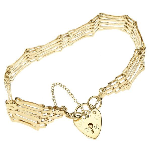 9ct Yellow Gold 5 Bar Gate Bracelet - 11.3g