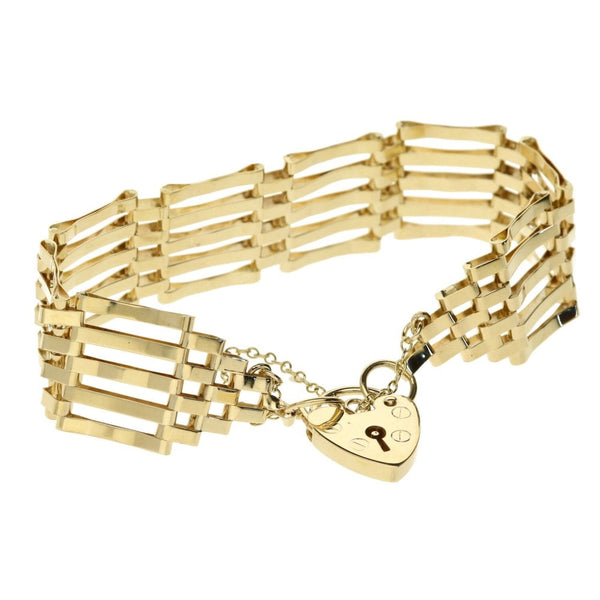9ct Yellow Gold 5 Bar Gate Bracelet - 11.3g