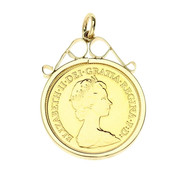 1982 Plain Half Sovereign Queen Elizabeth Pendant -4.8g