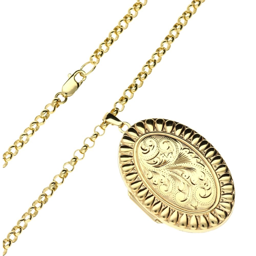 9ct Locket & 22inch Belcher Chain 20.5g