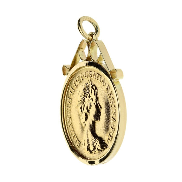 1982 Plain Half Sovereign Queen Elizabeth Pendant -4.8g
