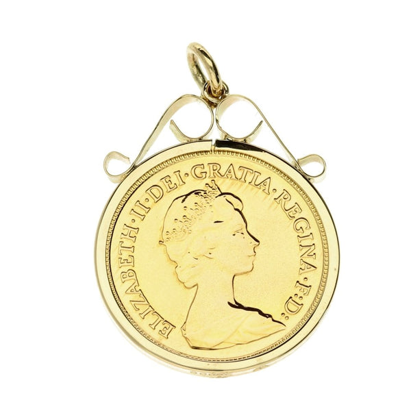 1982 Plain Half Sovereign Queen Elizabeth Pendant -4.8g