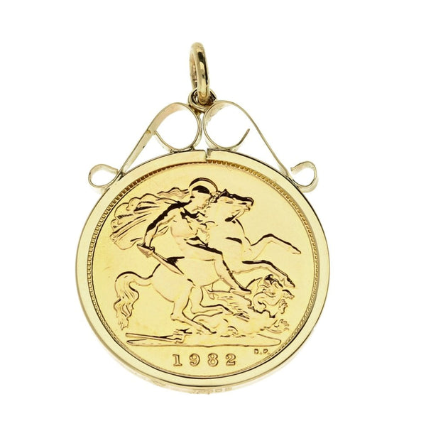 1982 Plain Half Sovereign Queen Elizabeth Pendant -4.8g