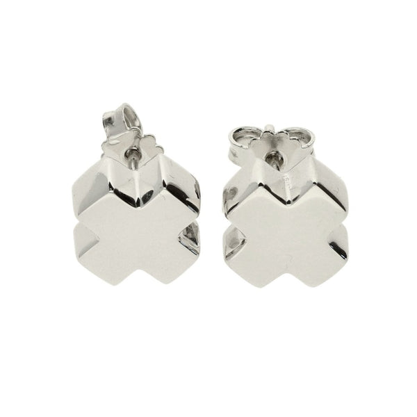 18ct White Gold Cross Style Stud Earrings - 3.9g