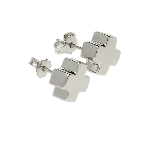 18ct White Gold Cross Style Stud Earrings - 3.9g