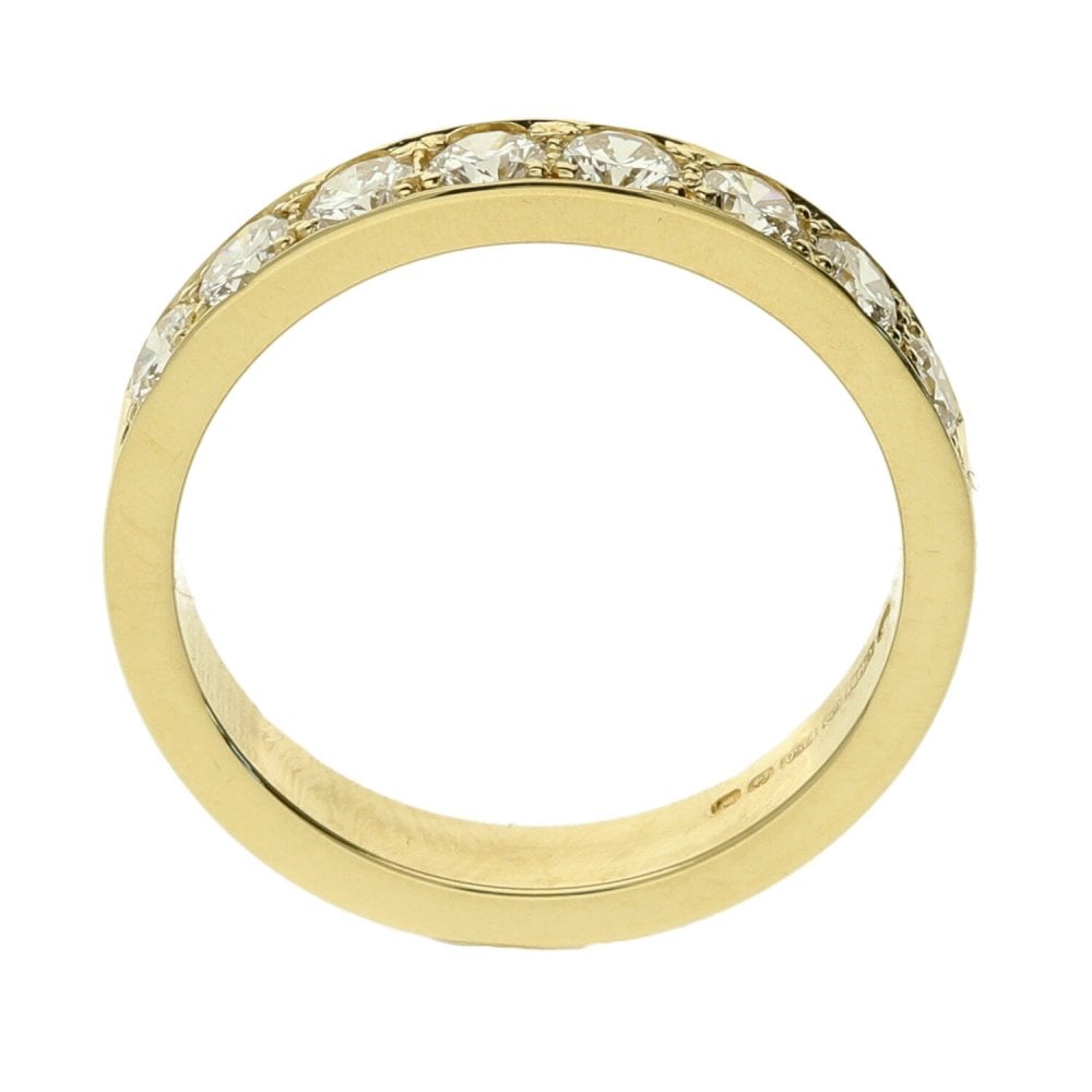 18ct Yellow Gold Diamond Half Eternity Ring - Size H - 0.60ct
