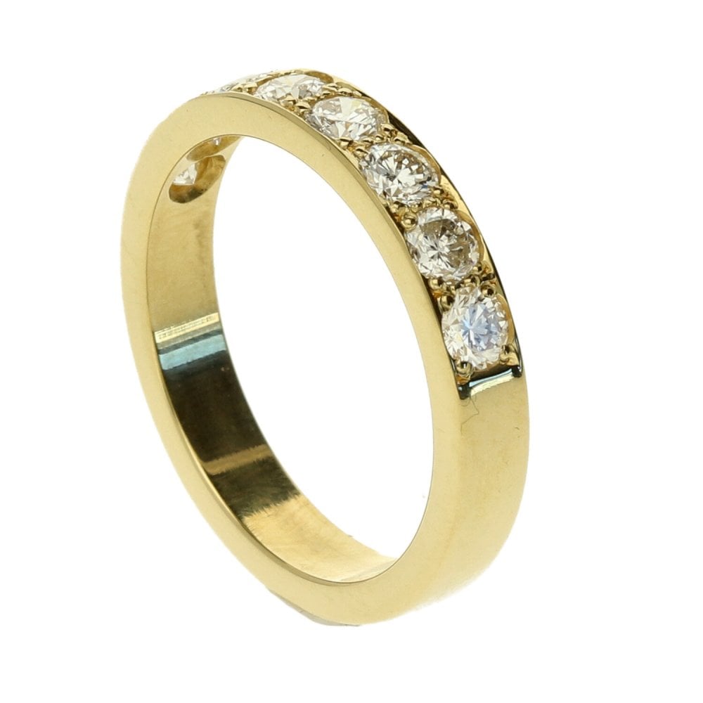 18ct Yellow Gold Diamond Half Eternity Ring - Size H - 0.60ct