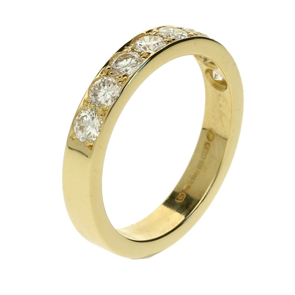 18ct Yellow Gold Diamond Half Eternity Ring - Size H - 0.60ct