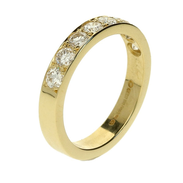 18ct Yellow Gold Diamond Half Eternity Ring - Size H - 0.60ct