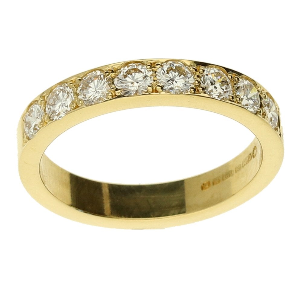 18ct Yellow Gold Diamond Half Eternity Ring - Size H - 0.60ct