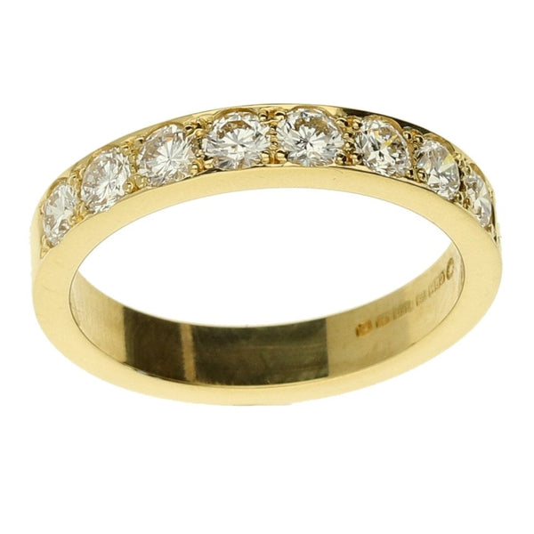 18ct Yellow Gold Diamond Half Eternity Ring - Size H - 0.60ct