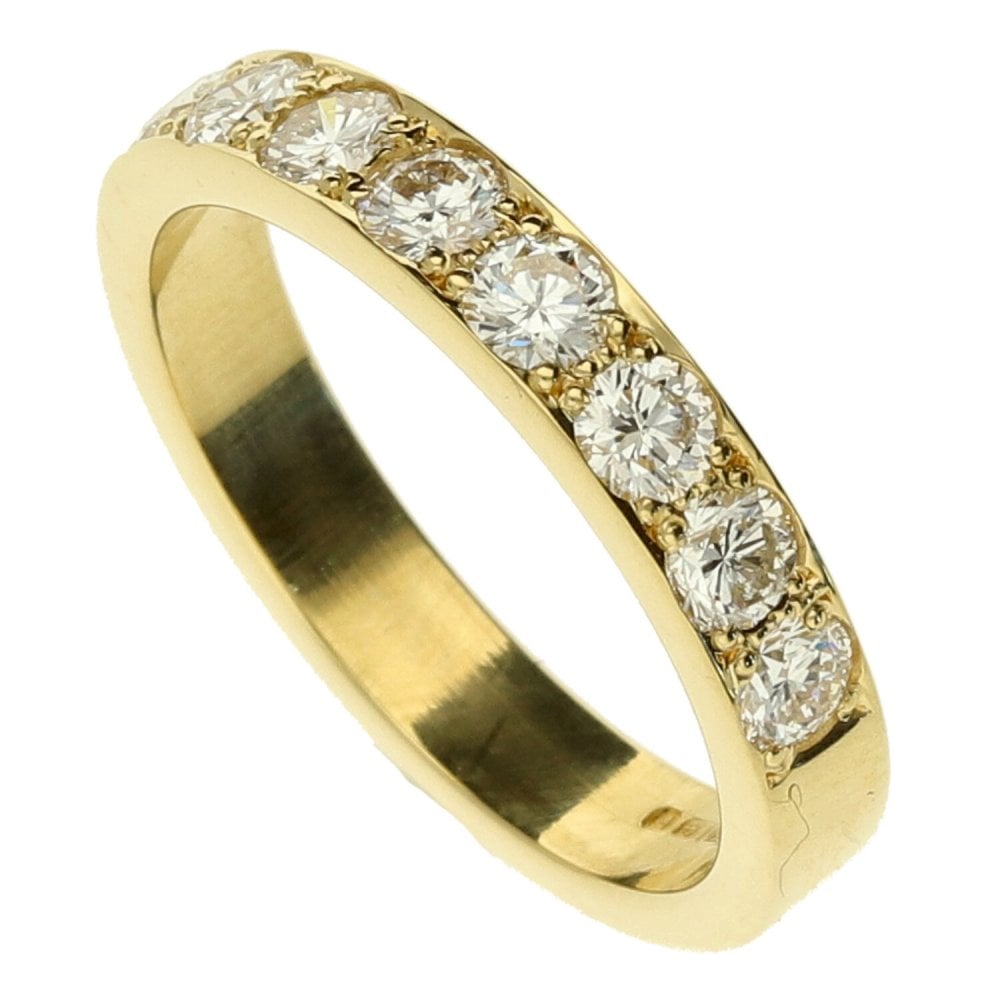 18ct Yellow Gold Diamond Half Eternity Ring - Size H - 0.60ct