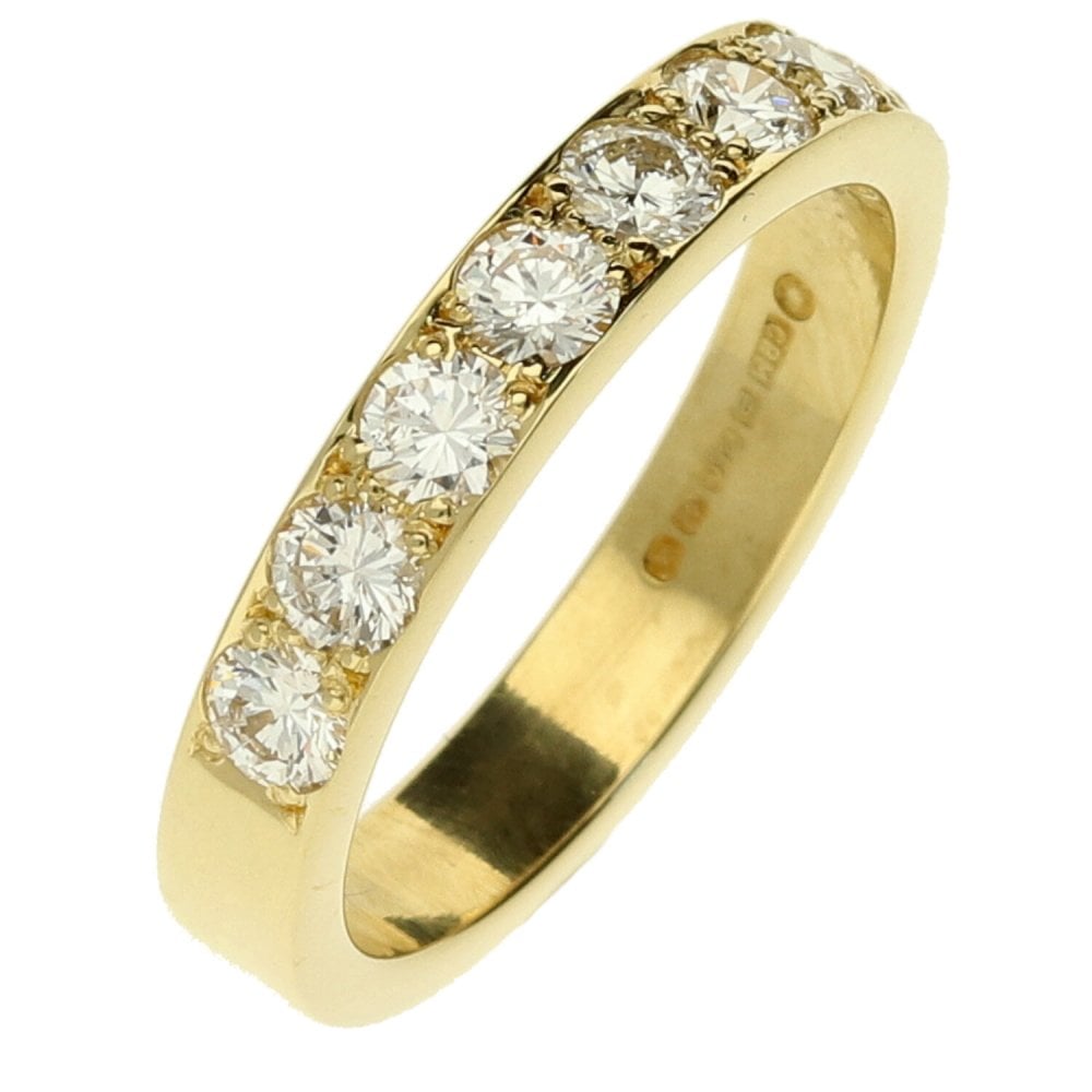 18ct Yellow Gold Diamond Half Eternity Ring - Size H - 0.60ct