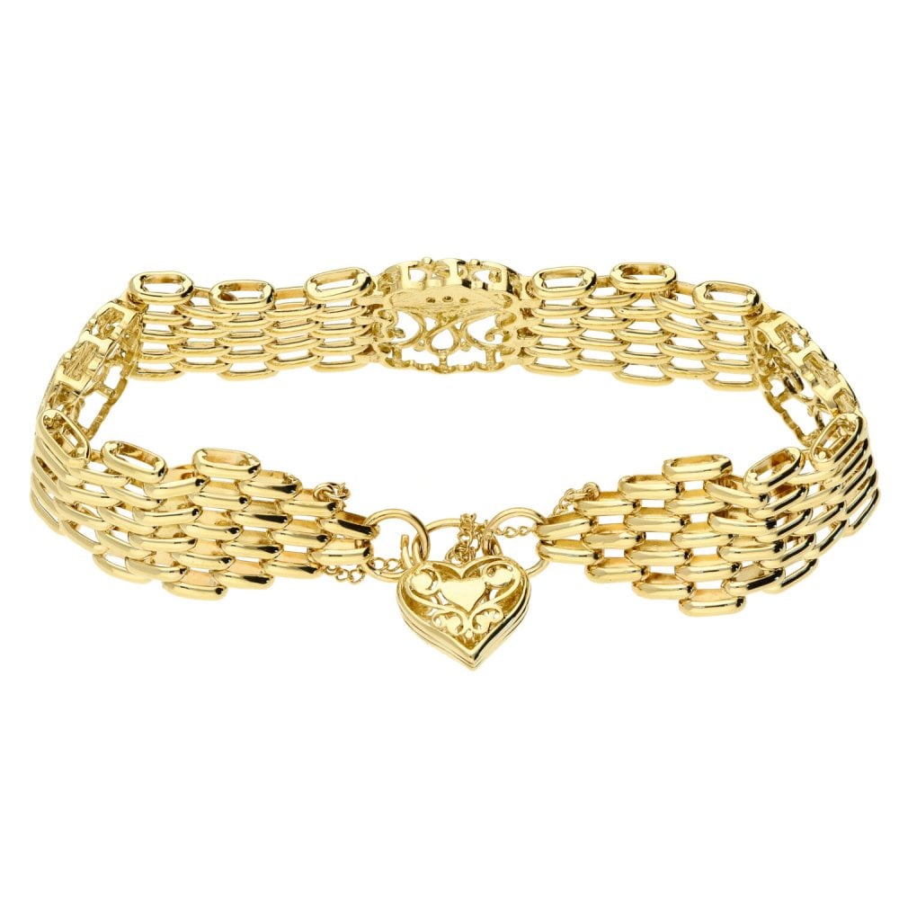 9ct yellow gold six bar diamond set gate bracelet 30.8g