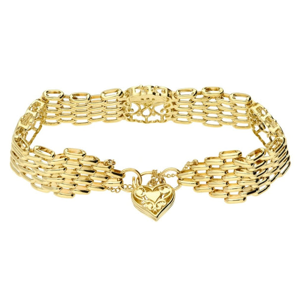 9ct yellow gold six bar diamond set gate bracelet 30.8g
