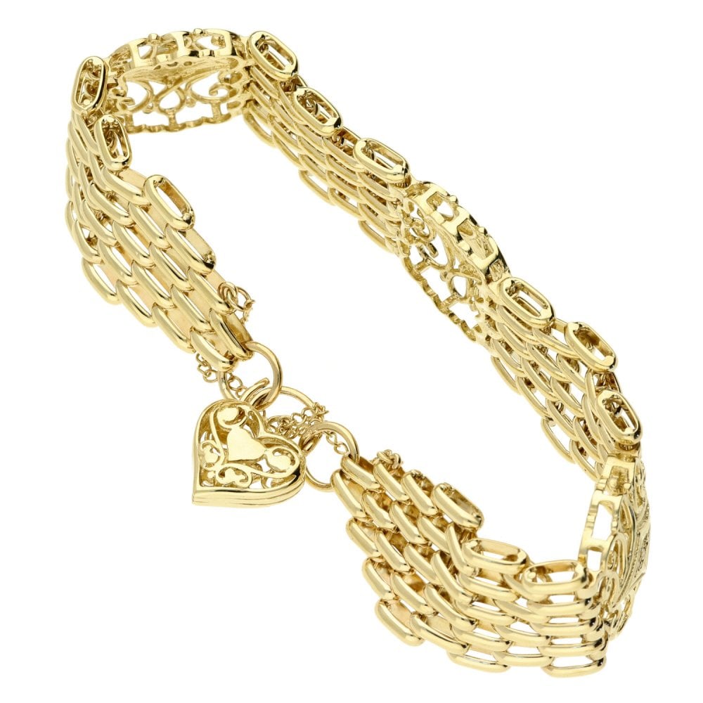 9ct yellow gold six bar diamond set gate bracelet 30.8g