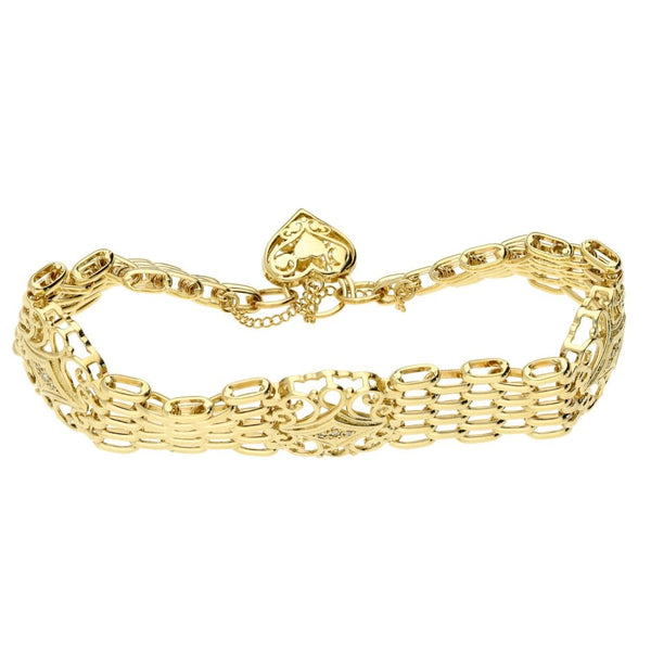 9ct yellow gold six bar diamond set gate bracelet 30.8g