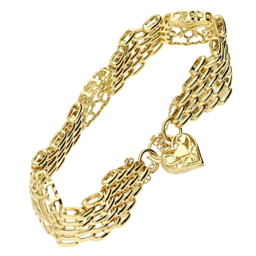 9ct yellow gold six bar diamond set gate bracelet 30.8g
