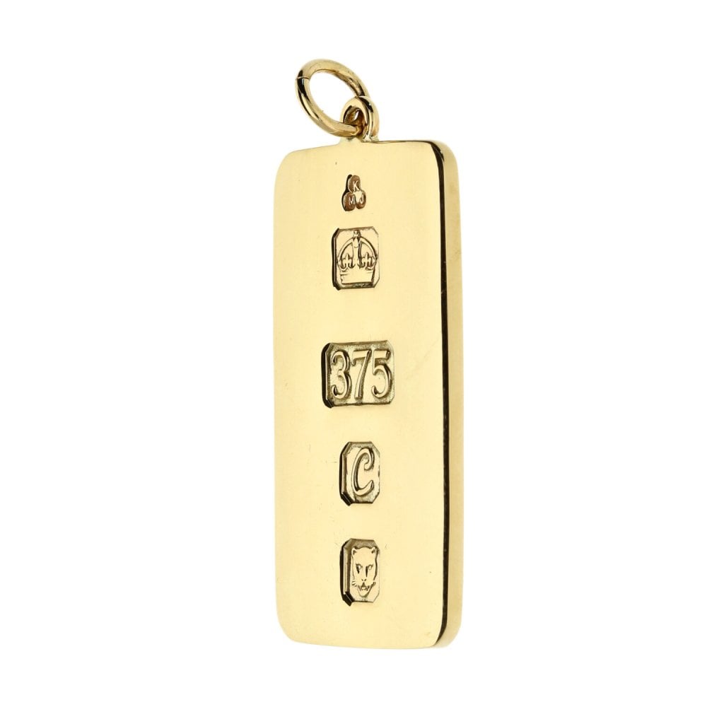 9ct yellow gold oblong ingot pendant