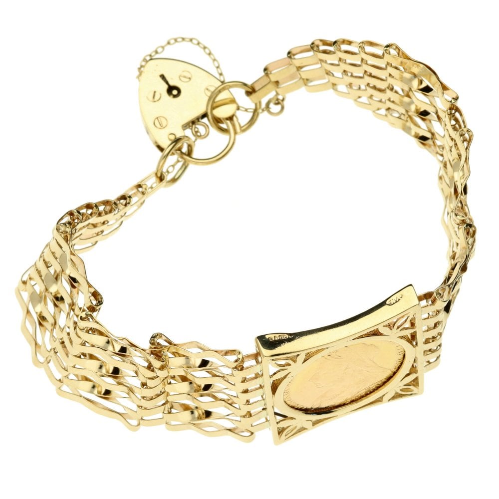 9ct seven bar victorian sovereign gate bracelet