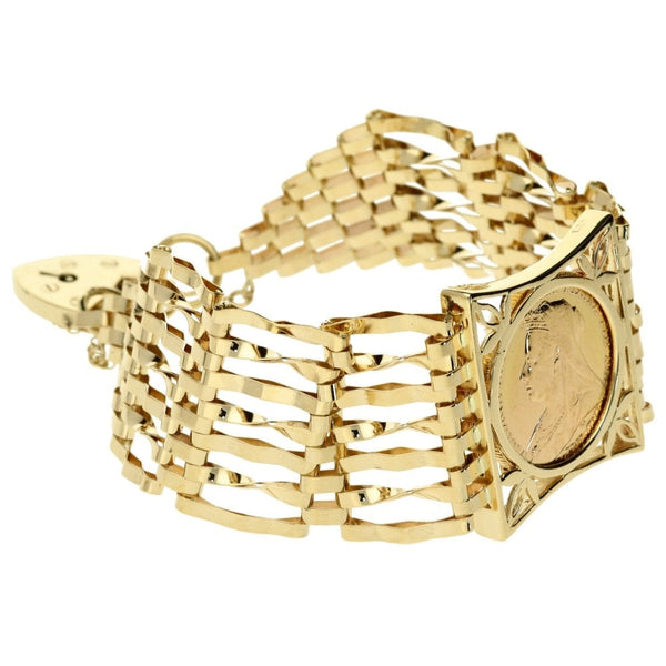 9ct seven bar victorian sovereign gate bracelet