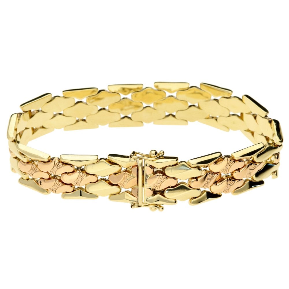 9ct yellow/rose gold fancy 13mm wide bracelet