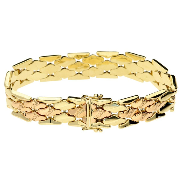 9ct yellow/rose gold fancy 13mm wide bracelet