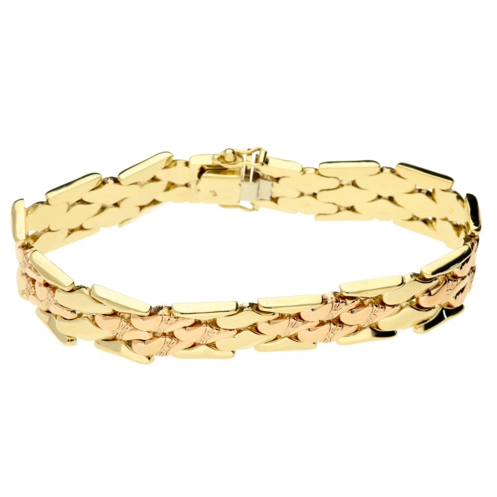 9ct yellow/rose gold fancy 13mm wide bracelet