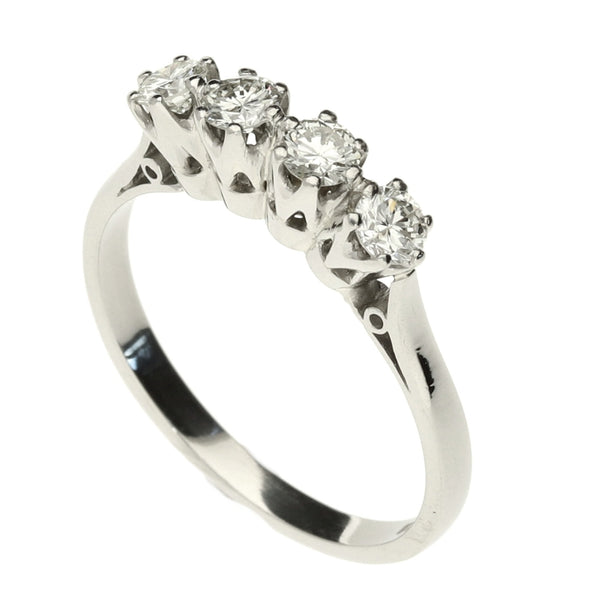 Platinum 4 Stone Diamond Ring - Size O - 0.50ct