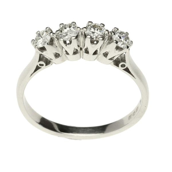 Platinum 4 Stone Diamond Ring - Size O - 0.50ct