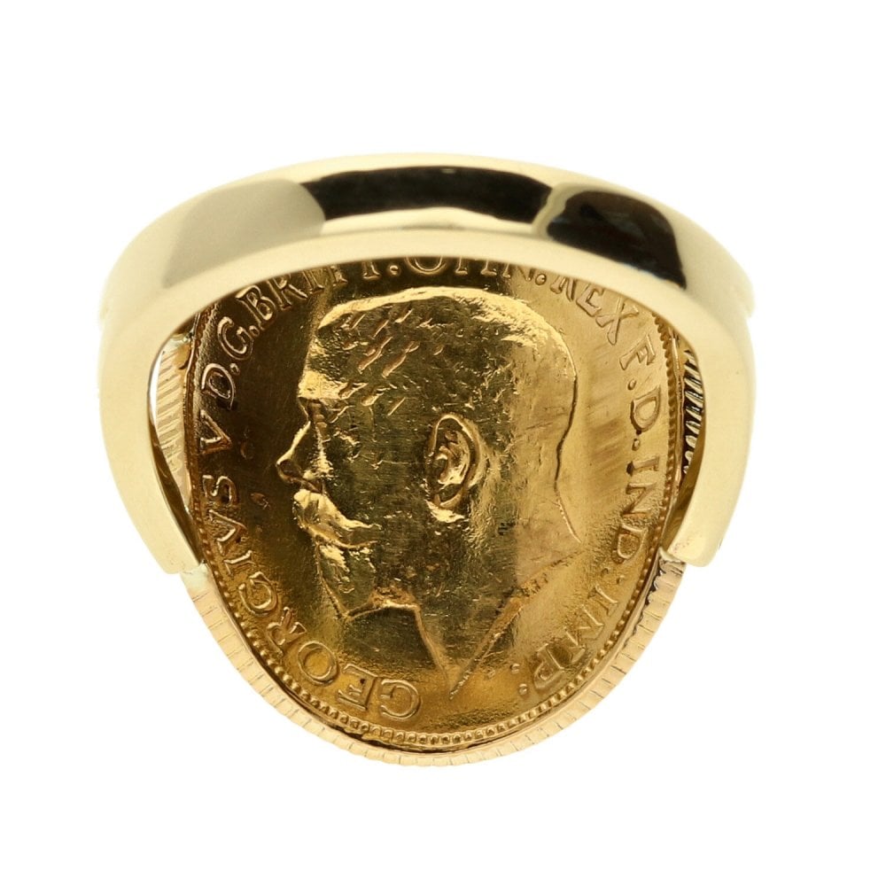 Gold 1927 Bent Over Full Sovereign Ring - 11g