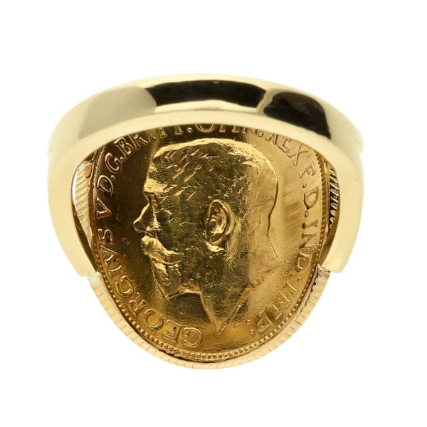 Gold 1927 Bent Over Full Sovereign Ring - 11g