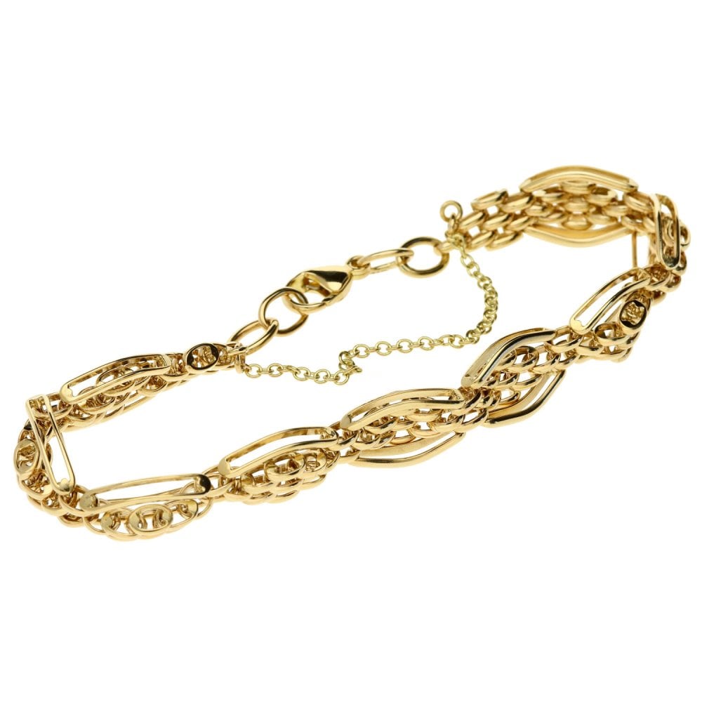 9ct Yellow Gold Fancy Gate Bracelet 22g