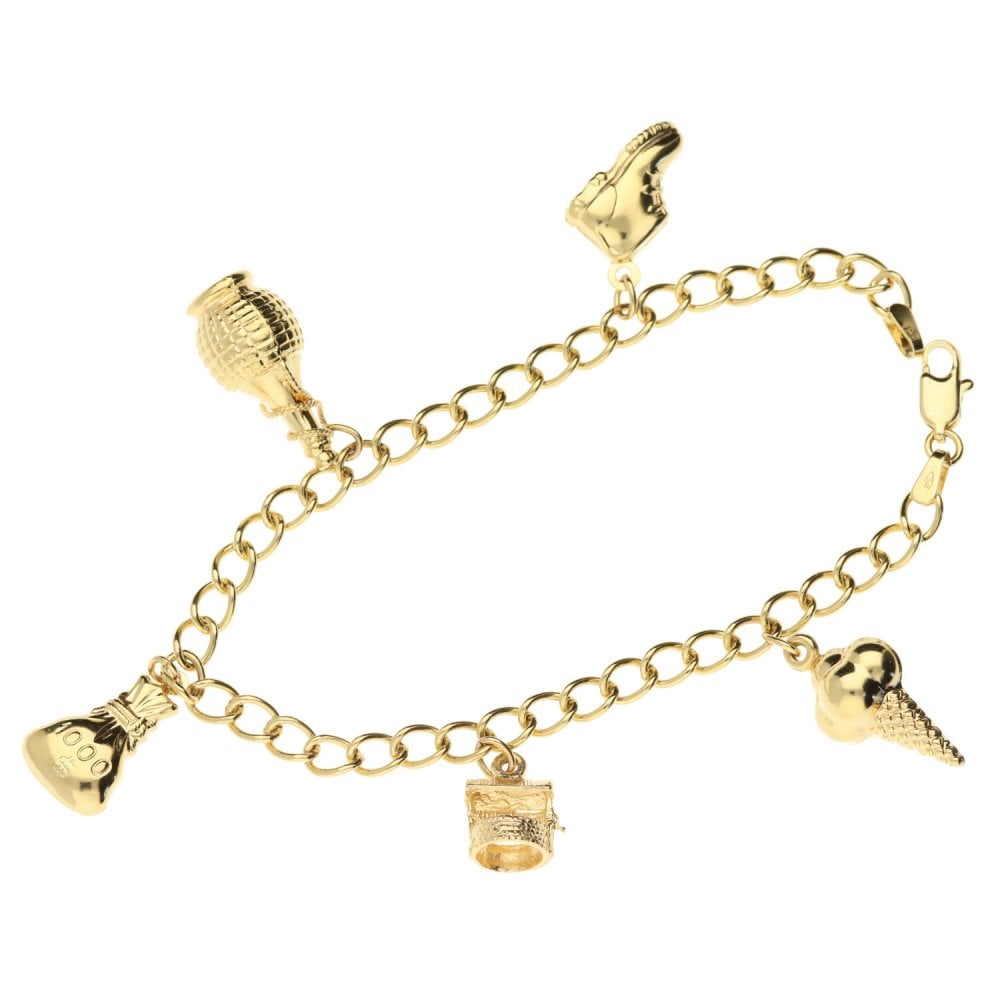 9ct Charm Bracelet With 5 Charms7.4g