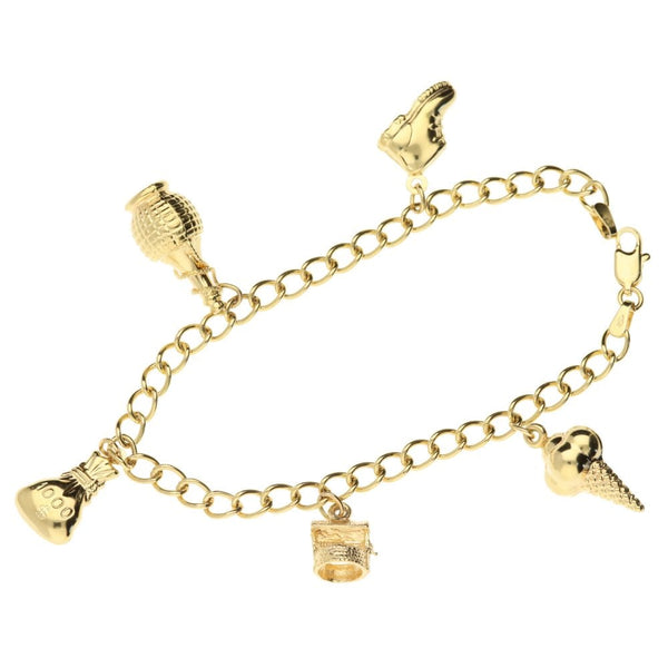 9ct Charm Bracelet With 5 Charms7.4g
