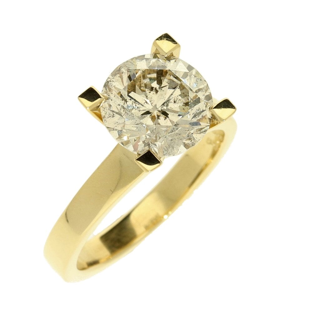 Ladies 18ct Yellow Gold Round Brilliant Diamond Ring - 3.36ct