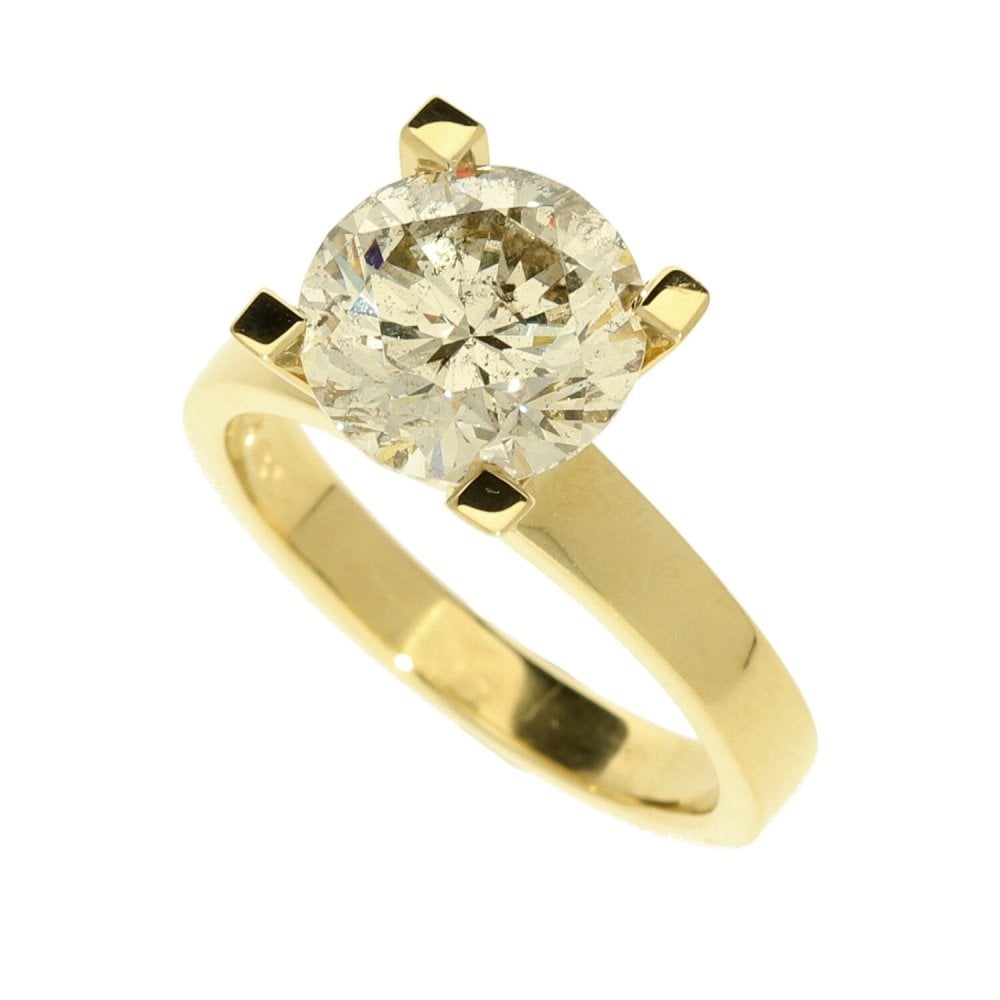 Ladies 18ct Yellow Gold Round Brilliant Diamond Ring - 3.36ct