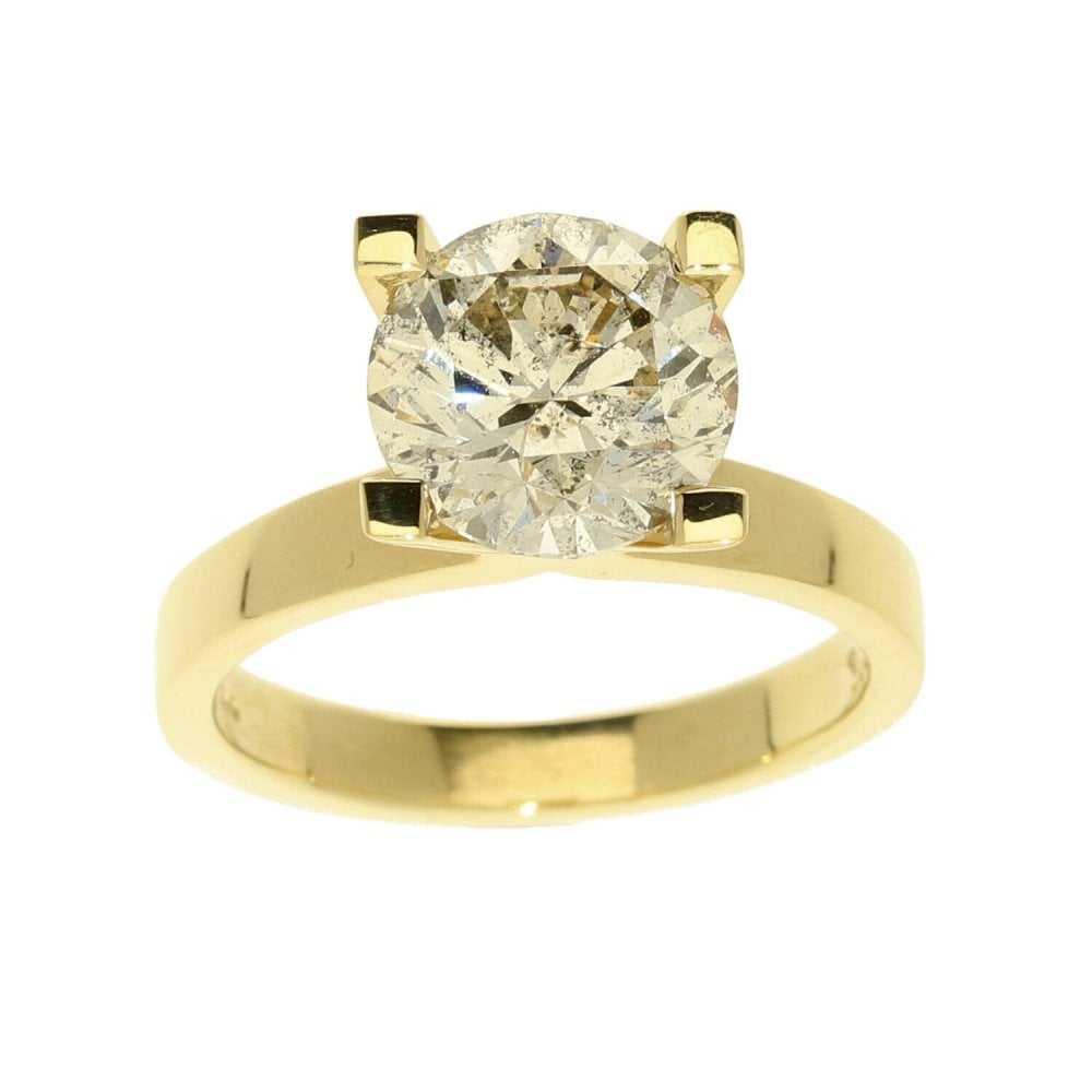 Ladies 18ct Yellow Gold Round Brilliant Diamond Ring - 3.36ct