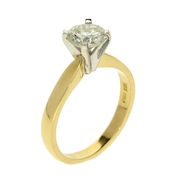 18ct Yellow Gold Diamond Engagement Ring - Size M - 1.04ct