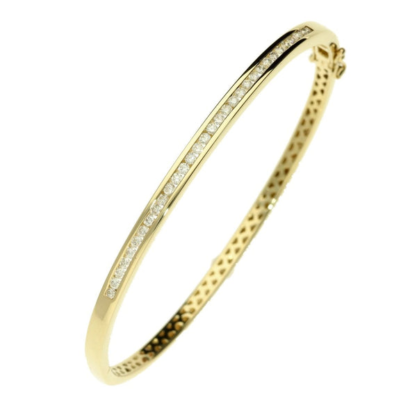 9ct Yellow Gold Channel Set Bangle - 11.4g