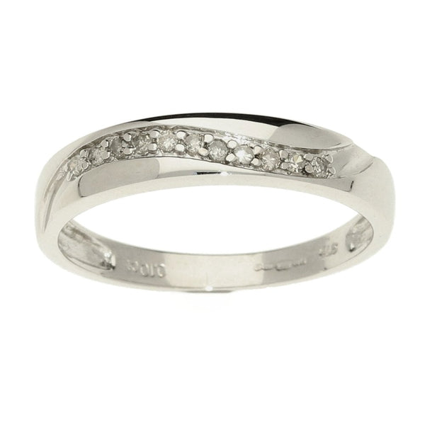 9ct Wavy White Diamond-Half Eternity Ring- Size P