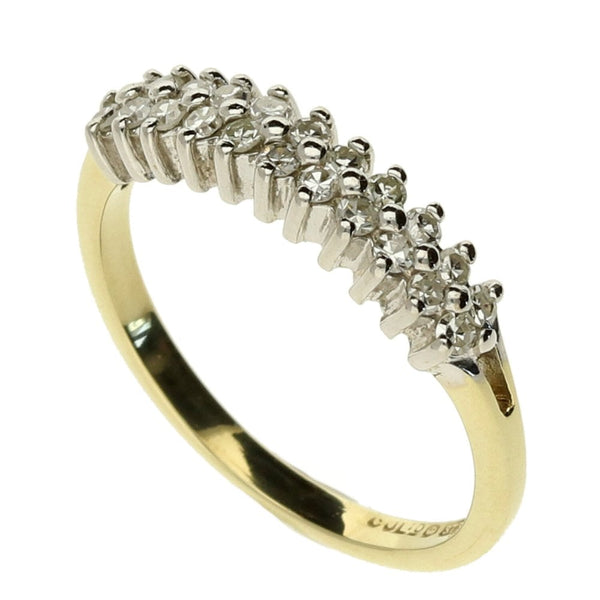9ct Yellow Gold Double Row Diamond Ring - 0.22ct