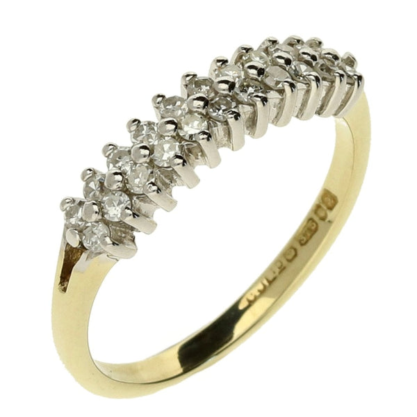 9ct Yellow Gold Double Row Diamond Ring - 0.22ct