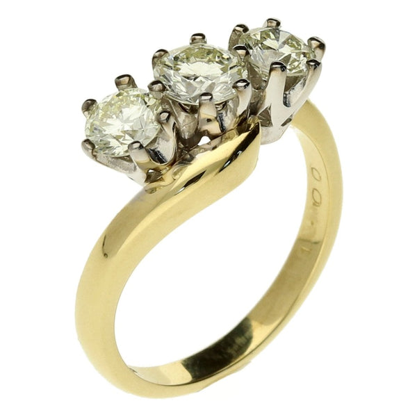 18ct Yellow Gold Twisted Trilogy Ring - Size J - 1.00ct