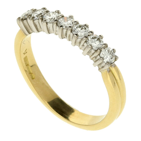 18ct Yellow Gold 7 Diamond Eternity Ring - Size M - 0.70ct