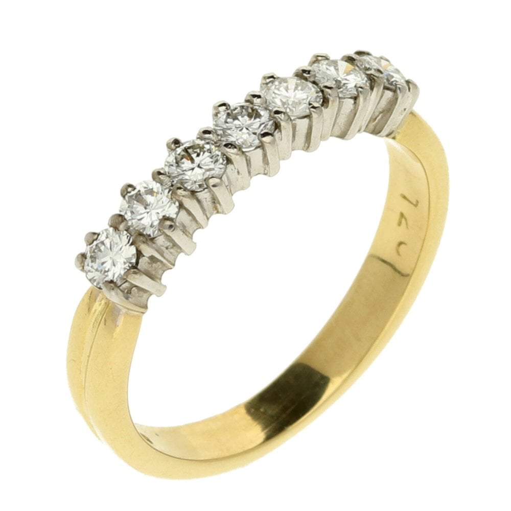 18ct Yellow Gold 7 Diamond Eternity Ring - Size M - 0.70ct