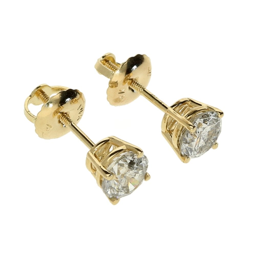 14ct Yellow Gold- Diamond Stud Earrings- Screw Back