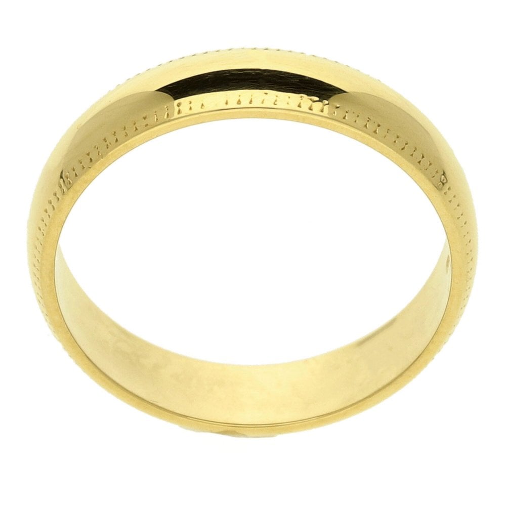 18ct Yellow Gold Patterned Wedding Ring - 4mm - M½ - 4.1g