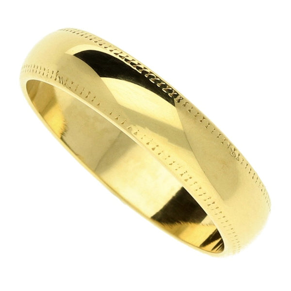18ct Yellow Gold Patterned Wedding Ring - 4mm - M½ - 4.1g