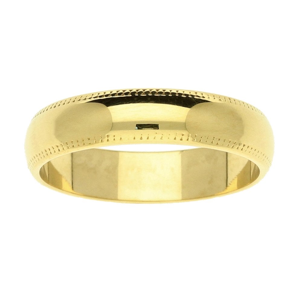 18ct Yellow Gold Patterned Wedding Ring - 4mm - M½ - 4.1g